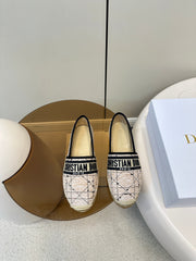 GRANVILLE ESPADRILLE TAN BEIGE OBLIQUE EMBROIDERED COTTON