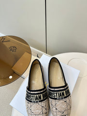 GRANVILLE ESPADRILLE TAN BEIGE OBLIQUE EMBROIDERED COTTON