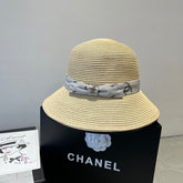 STRAW BUCKET HAT IN BEIGE WITH RIBBON BOW 673979