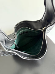 BOTTEGA VENETA 25S LARGE VENETO BAG 38 IN BLACK CALFSKIN SILVER HARDWARE