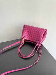 BOTTEGA VENETA 25S SMALL PARACHUTE 29 IN RASPBERRY PINK CALFSKIN GOLD HARDWARE