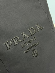 PRADA 25S DRAWSTRING BACKPACK 55 IN BLACK CANVAS LINEN SILVER HARDWARE