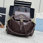 PRADA 25S EXPLORE MEDIUM BACKPACK 29 IN SIENNA CALFSKIN GOLD HARDWARE