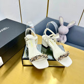 CC HIGH SANDAL 25S IN CREAM WHITE CALFSKIN
