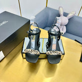 CC HIGH SANDAL 25S IN BLACK CALFSKIN