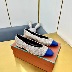 BALLET IN MULTICOLOR TWEED MIX BLUE LAMBSKIN