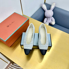 BALLET IN WHITE TWEED MIX BLACK LAMBSKIN