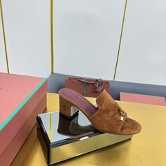 LP BLOCK HEEL SANDALS 25S IN BROWN SUEDE