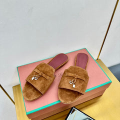 LP SANDALS 25S IN BROWN SUEDE WITH SILVER HARDWARE