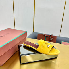 LP SANDALS 25S IN DARK YELLOW SUEDE WITH SILVER HARDWARE