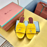 LP SANDALS 25S IN DARK YELLOW SUEDE WITH SILVER HARDWARE