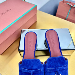 LP SANDALS 25S IN NAVY BLUE SUEDE WITH SILVER HARDWARE