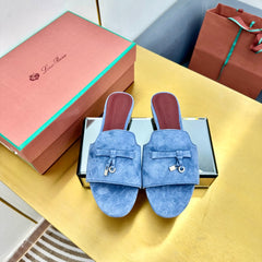 LP SANDALS 25S IN BLUE SUEDE WITH SILVER HARDWARE