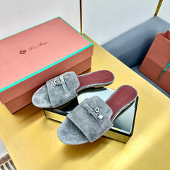 LP SANDALS 25S IN DARK GRAY SUEDE WITH SILVER HARDWARE