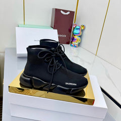 BALENCIAGA 25S SPEED 2.0 LACE-UP SNEAKERS IN BLACK KNITTED STYLE 3