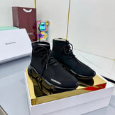 BALENCIAGA 25S SPEED 2.0 LACE-UP SNEAKERS IN BLACK KNITTED STYLE 3