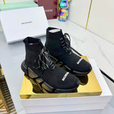 BALENCIAGA 25S SPEED 2.0 LACE-UP SNEAKERS IN BLACK KNITTED STYLE 1