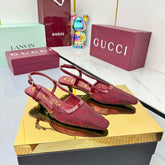 GG HIGH SLINGBACK 25S IN RED SEQUINED MESH FABRIC