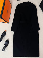 HERMES 25S LAPEL-COLLAR CASHMERE COAT 210