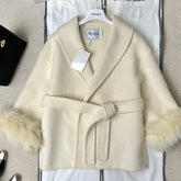 MAX MARA 25S CASHMERE COAT WITH FOX FUR TRIM 235