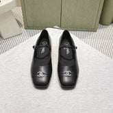 CHANEL 25S MARY JANE FLATS IN BLACK CALFSKIN SILVER HARDWARE