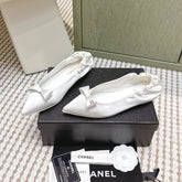 CHANEL 25S MARY JANE BALLET FLATS IN WHITE SILK SATIN