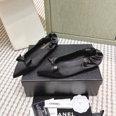 CHANEL 25S MARY JANE BALLET FLATS IN BLACK SILK SATIN
