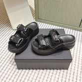 CHANEL 25S STRAP SANDALS IN BLACK PATENT CALFSKIN SILVER HARDWARE