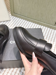 CHANEL 25S GODDESS MOCCASIN LOAFERS 65MM IN BLACK CALFSKIN GOLD HARDWARE