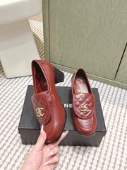 CHANEL 25S LOAFERS MOCCASIN 65MM IN BURGUNDY RED CALFSKIN GOLD HARDWARE