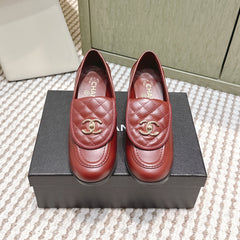 CHANEL 25S LOAFERS MOCCASIN 65MM IN BURGUNDY RED CALFSKIN GOLD HARDWARE