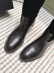 CHANEL 25S MID-CALF BOOTS IN BLACK SUEDE MIX CALFSKIN