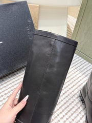 CHANEL 25S KNEE-HIGH BOOTS IN BLACK CALFSKIN