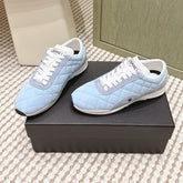 CHANEL 25S SNEAKERS IN LIGHT BLUE CALFSKIN AND SUEDE