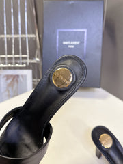 YSL 25S JILL MULES 75MM IN BLACK SMOOTH CALFSKIN