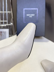 YSL 25S HIGH-HEEL SANDALS 75 MM IN WHITE LAMBSKIN