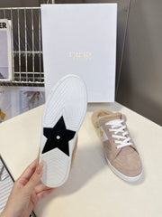 DIOR 25S DIOR STAR SNEAKERS IN NUDE PINK SUEDE AND WOOL