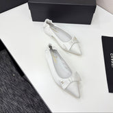 CC BALLET FLATS 25S IN WHITE SATIN WITH BOW