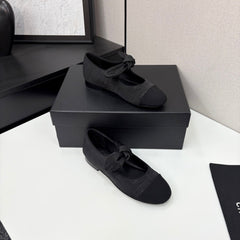 CC BALLET FLATS 25S IN BLACK FABRIC WITH BOW