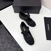 CC BALLET FLATS 25S IN BLACK FABRIC WITH BOW