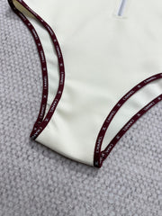 CC 25 Bow Hooded Swimsuit Ivory Polyester Fiber