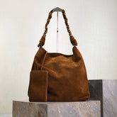 YSL 25S AMALIA 50 IN DARK CARAMEL SUEDE GOLD HARDWRE