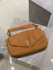 YSL 25S CALYPSO GM 38 IN BURNT ORANGE GRAINED CALFSKIN GOLD HARDWRE