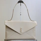 YSL 25S CASSANDRE ENVELOPE MESSENGER 35 IN BLANC VINTAGE LAMBSKIN GOLD HARDWARE