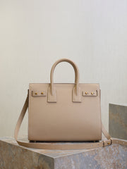 YSL 25S SAC DE JOUR GM 32 IN DARK BEIGE SUPPLE GRAINED CALFSKIN