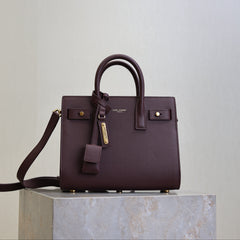 YSL 25S SAC DE JOUR 22 IN ROUGE CABERNET SUPPLE GRAINED CALFSKIN