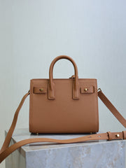 YSL 25S SAC DE JOUR 22 IN CHESTNUT BROWN SUPPLE GRAINED CALFSKIN