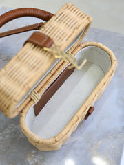 YSL 25S GABY MINI BAG 18 IN OSIER AND BROWN CALFSKIN GOLD HARDWARE