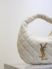 YSL 25S ICARINO 17 IN WHITE QUILTED CALFSKIN GOLD HARDWARE
