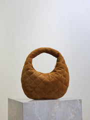 YSL 25S ICARINO MINI 17 IN CARAMEL QUILTED SUEDE GOLD HARDWARE